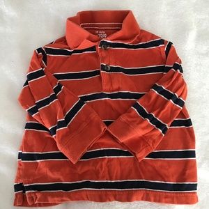 ORANGE Striped Long Sleeve Half button up Collar🧡